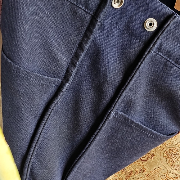 Authentic Hermes Fourre Navy Blue and Brown Canvas Tote Bag with Sturdy Design - Picture 7 of 16